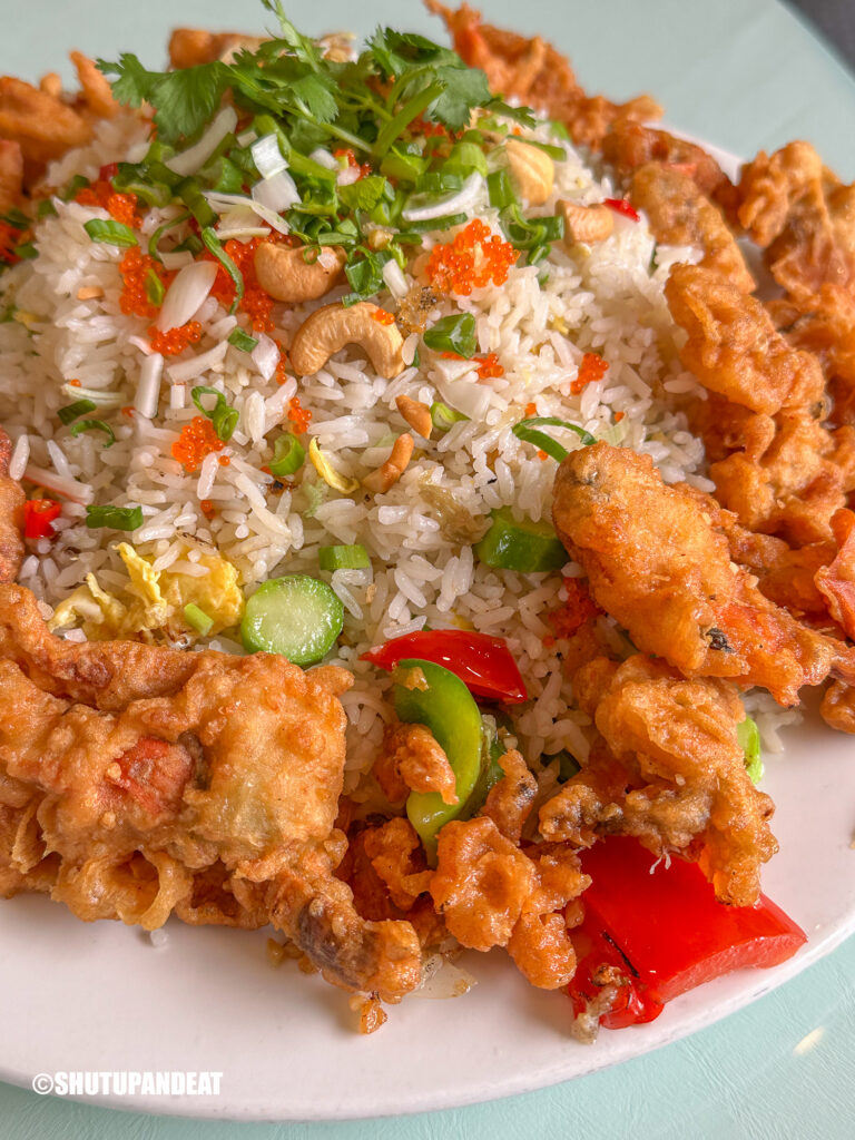 fried soft-shell crab and fried rice